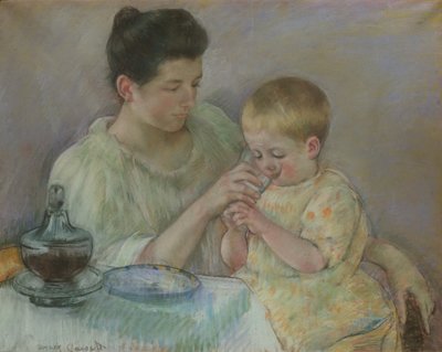Mutter füttert Kind, 1898 von Mary Cassatt